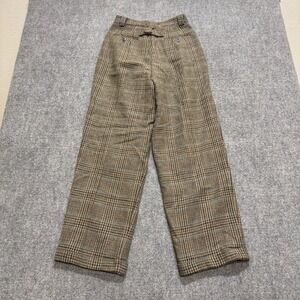 VTG Gap Pleated Trouser Pants Womens 20 Plaid Beige Patterned 90s Wool Blend
